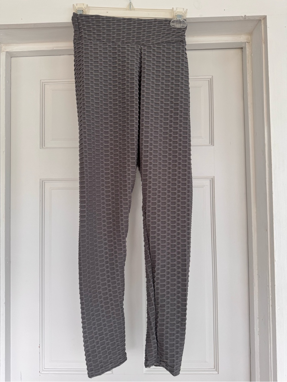 High-Waist Textured Gray Leggings - Women Pants & Jumpsuits